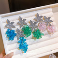 Crystal Starfish and Grape Cluster Drop Stud Earrings view 2