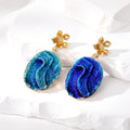 Gold Tone Irregular Druzy Style Stone Post Drop Earrings in Nine Colors and Shapes view 8