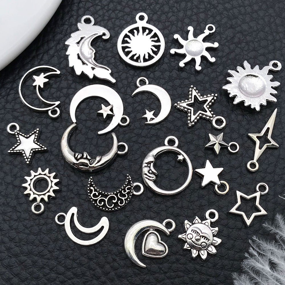 Antique Silver Zinc Alloy Sun Moon Star Charm Pendant for DIY Necklace Bracelet Making