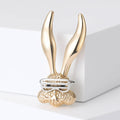 Long Ear Rabbit Brooch with Crystal Glasses in Two Metal Tones view 4