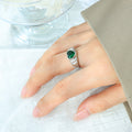 Heart Glass Stone Ring Embossed Band Gold or Steel view 6