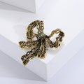 Filigree Rhinestone Bow Brooch Silver or Antique Gold view 3
