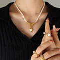 Pearl Strand Necklace Gold Hands Clasp And Heart Shell Pendant view 4