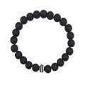 Matte Black Frosted Bead Stretch Bracelet Striped Accent view 5