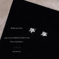Silver Mini Heart Clear Stone Arrow Stud Earrings Pair view 1