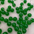 Green Glossy Jade Look Round Ball Stud Earrings Silver Posts view 3