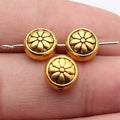 Daisy Pattern Round Metal Beads in Silver and Gold view 3