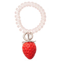 Pink Coil Hair Tie Plush Strawberry Charm Pendant Band view 5