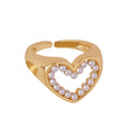 Gold Heart Open Ring White Or Black Imitation Pearl Border view 5