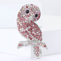 Crystal Owl Brooch in Four Pastel Color Metal Finishes view 4