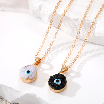 Black and White Round Evil Eye Pendant Necklaces