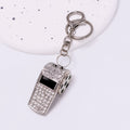 Rhinestone Soccer Whistle Keychain Necklace Metal Charm view 7