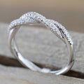 Twisted Double-Row Clear Stone Band Ring In Polished Silver Tone view 2