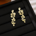 Gold Tone Branch Cascade Long Statement Stud Earrings view 3