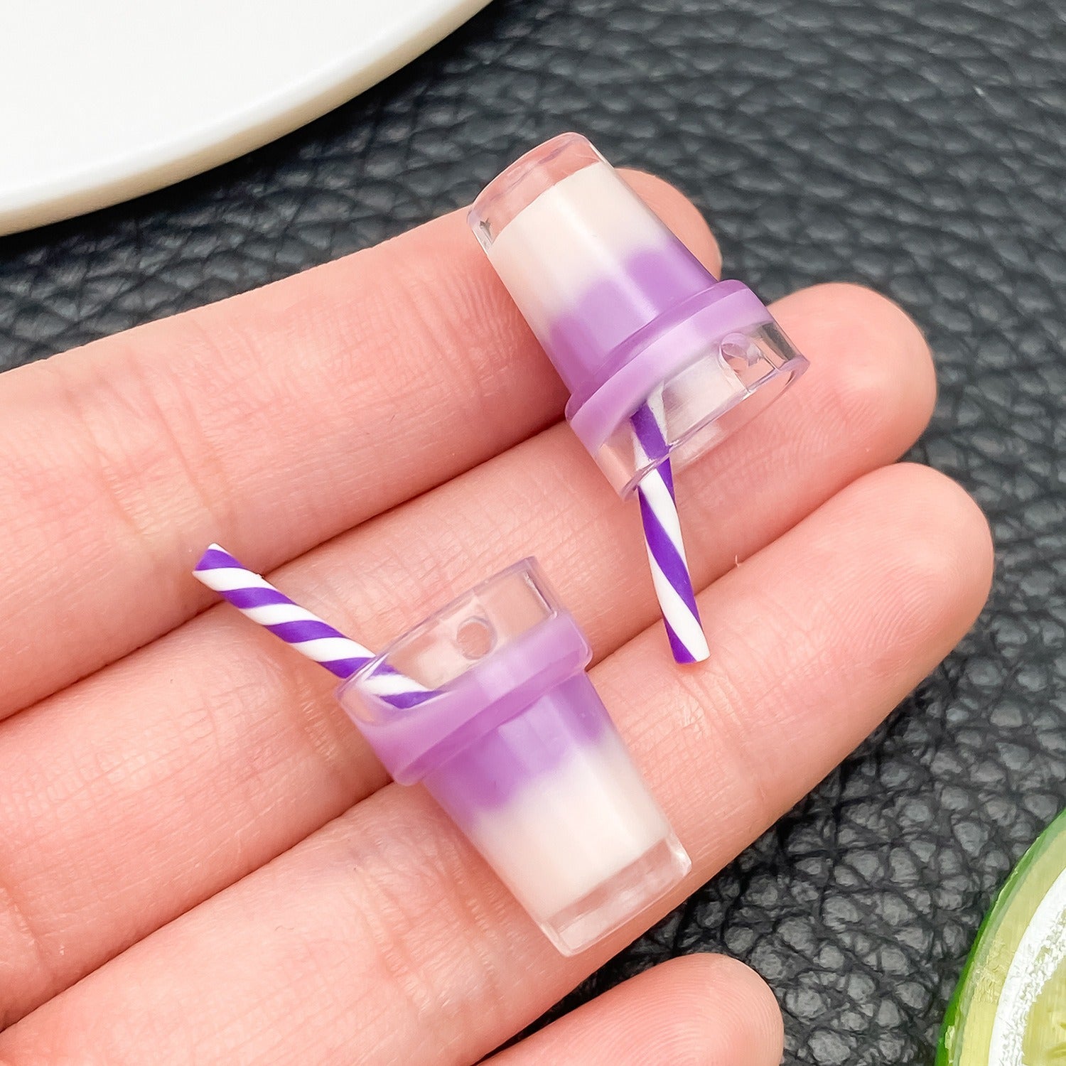 Resin Milk Tea Milkshake Cup with Straw charm pendants for DIY bag phone chain decor