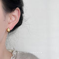 Asymmetric Ribbed Teardrop Stud Earrings Gold Silver view 2