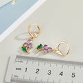 Gold Tone Crystal Flower Huggie Drop Earrings in Two Colors view 2
