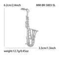 Saxophone Brooch in Polished Metal for Jackets and Scarves view 4