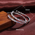 Double-Row Baguette Clear Stone Large Hoop Earrings In Two Tones view 5