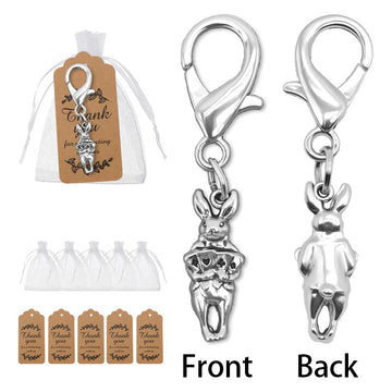 Silver Tone Crowned Rabbit Lobster Clasp Charm and Attached Hardware