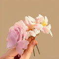 Fabric Rose Lily Purple Butterfly Hair Stick Pin Single view 4