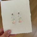 Pink Rosebud Pearl And Leaf Drop Earrings Fashion Jewelry view 4