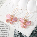 Faceted Butterfly Crystal Drop Earrings Gold Hooks 4 Colors view 8