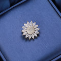 Small Marquise Crystal Sunflower Brooch in Gold or Silver Tone view 2