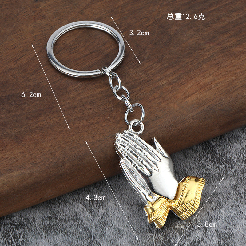 Praying Hands Pendant Zinc Alloy Keychain Gift for Men Women