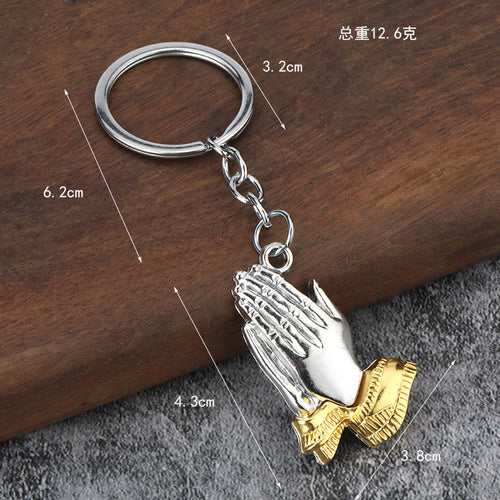 Praying Hands Pendant Zinc Alloy Keychain Gift for Men Women
