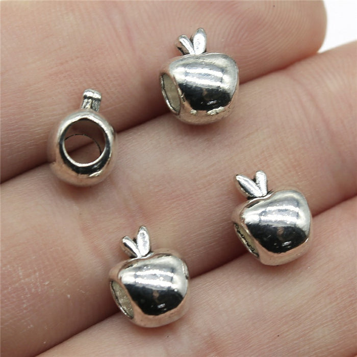 Antique Silver Apple Bead With Large Stringing Hole