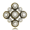 Pearl Circle Cluster Vintage Brooch in Antique Silver and Antique Gold view 1