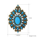 Blue Gold Tone Flower Openwork Two Designs Metal Brooch Pin view 2