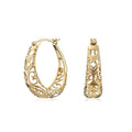 Openwork Teardrop Hoop Earrings In Gold And Silver Tones view 5