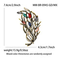 Antique Gold Feather Brooch Multicolor Marquise Rhinestones view 4