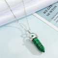 Silver Tone Hexagonal Bullet Crystal Pendant Necklaces in Nine Patterns view 11