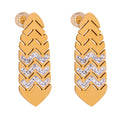 Gold Leaf Chevron Stud Earrings Clear Crystal Zigzag Inlay view 5