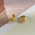 Gold Chunky Teardrop Huggie Hoops Crystal Star Accents view 3