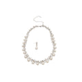 Silver Rhinestone Rhombus Pearl Collar Necklace and Drops view 5