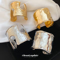Wide Open Metal Wave Cuff Bracelets Gold Silver 4 Styles view 3