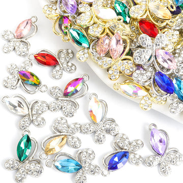 Marquise Crystal Butterfly Charms in Ten Colors and Two Metal Tones