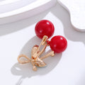 Cherry Sculpted Crystal Metal Brooch Pin for Jackets and Lapels view 4