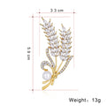 Gold Tone Silver Tone Wheat Crystal Pearl Look Metal Brooch Pin view 5
