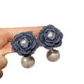 Blue Denim Flower Drop Earrings in Two Designs Jewelry view 5