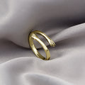 Embracing Hands Adjustable Open Band Rings in Four Finishes view 8