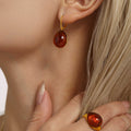 Resin Teardrop Leverback Earrings Multi Color Gold Hook view 3