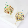Double Phoenix Crystal Brooch With Feather Fans and Pearl Drop view 1