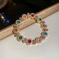 Gold Multicolor Crystal Pearl Necklace Bracelet Drop Earrings view 7