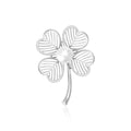 Hollow Four Leaf Clover Brooch with Pearl Gold Silver view 2