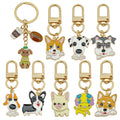Eight Colorful Dog Breed Metal Clasp Keychain Designs view 1